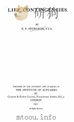 LIFE CONTINGENCIES（1922 PDF版）