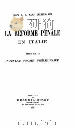 LA REFORME PENALE EN ITALIE 1929 PDF电子版封面