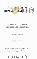 THE HISTORY OF HUMAN MARRIAGE VOLUME II 1921 PDF电子版封面