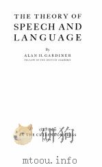 THE THEORY OF SPEECH AND LANGUAGE（1932 PDF版）
