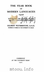 THE YEAR BOOK OF MODERN LANGUAGES 1920（1920 PDF版）