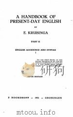 A HANDBOOK OF PRESENT-DAY ENGLISH PART II ENGLISH ACCIDENCE AND SYNTAX 1 FIFTH EDITION（1931 PDF版）