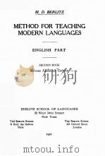 METHOD FOR TEACHING MODERN LANGUAGES ENGLISH PART（1921 PDF版）