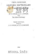 THE CONCISE OXFORD DICTIONARY OF CURRENT ENGLISH THIRD EDITION 1934 PDF电子版封面