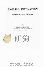 ENGLISH INTONATION ITS FORM AND FUNCTION 1958 PDF电子版封面