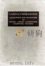 BANDOLT-BORNSTEIN BAND II EIGENSCHAFTEN DER MATERIE IN IHREN AGGREGATZUSTANDEN TEIL 4 KALORISCHE ZUS（1961 PDF版）