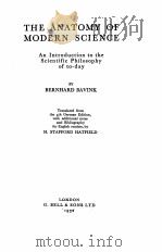 THE ANATOMY OF MODERN SCIENCE 1932 PDF电子版封面