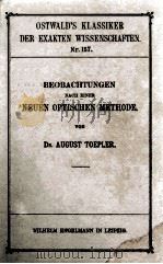 BEOBACHTUNGEN NACH EINER NEUEN OPTISCHEN METHODE 1906 PDF电子版封面