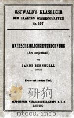 WAHRSCHEINLICHKEITSRECHNUNG 1899 PDF电子版封面