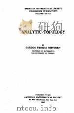 ANALYTIC TOPOLOGY 1942 PDF电子版封面