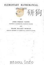 ELEMENTARY MATHEMATICAL ANALYSIS PDF电子版封面