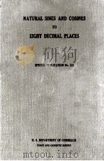 NATURAL SINES AND COSINES TO EIGHT DECIMAL PLACES 1942 PDF电子版封面
