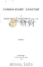 COMBINATORY ANALYSIS VOLUME II（1916 PDF版）