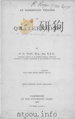 AN ELEMENTARY TREATISE ON QUATERNIONS THIRD EDITION（1890 PDF版）
