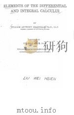 ELEMENTS OF THE DIFFERENTIAL AND INTEGRAL CALCULUS PDF电子版封面
