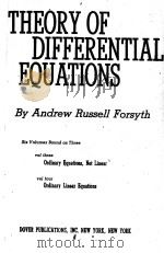 THEORY OF DIFFERENTIAL EQUATIONS VOLUME III-IV PDF电子版封面 ANDREW RUSSELL FORSYTH