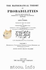 THE MATHEMATICAL THEORY OF PROBABILITIES VOLUME I（1926 PDF版）