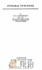 INTEGRAL FUNCTIONS（1956 PDF版）