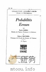 PROBABILITES ERREURS 1923 PDF电子版封面 EMILE BOREL