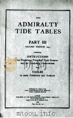 THE ADMIRALTY TIDE TABLES PART III SECOND EDITION 1941 PDF电子版封面