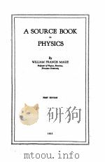 A SOURCE BOOK IN PHYSICS FIRST EDITION 1935 PDF电子版封面