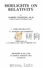 SIDELIGHTS ON RELATIVITY PDF电子版封面