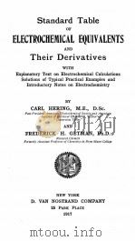STANDARD TABLE OF ELECTROCHEMICAL EQUIVALENTS AND THEIR DERIVATIVES（1917 PDF版）