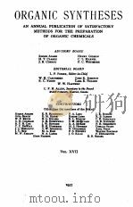 ORGANIC SYNTHESES VOLUME XVII（1937 PDF版）