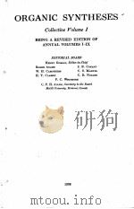 ORGANIC SYNTHESES COLLECTIVE VOLUME I 1932 PDF电子版封面