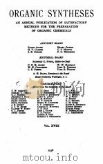 ORGANIC SYNTHESES VOLUME XVIII（1938 PDF版）