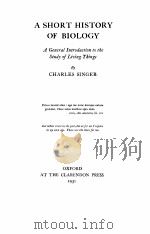 A SHORT HISTORY OF BIOLOGY（1931 PDF版）
