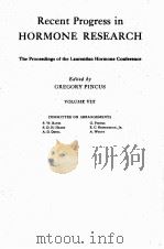 RECENT PROGRESS IN HORMONE RESEARCH VOLUME VIII（1953 PDF版）