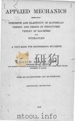 APPLIED MECHANICS FIFTEENTH IMPRESSION 1940 PDF电子版封面