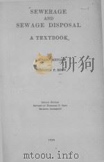 SEWERAGE AND SEWAGE DISPOSAL A TEXTBOOK SECOND EDITION 1930 PDF电子版封面