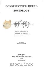CONSTRUCTIVE RURAL SOCIOLOGY（1922 PDF版）