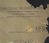 INSECTICIDE RECOMMENDATIONS OF THE ENTOMOLOGY RESEARCH DIVISION FOR THE CONTROL OF INSECTS ATTACKING（ PDF版）