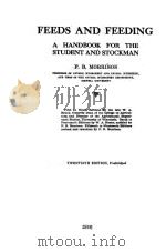 FEEDS AND FEEDING TWENTIETH EDITION 1936 PDF电子版封面 F.B.MORRISON