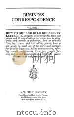 CONTENTS BUSINESS CORRESPONDENCE VOLUME Ⅱ 1922 PDF电子版封面