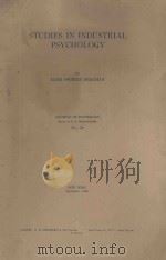 STUDIES IN INDUSTRIAL PSYCHOLOGY 1922 PDF电子版封面