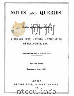 NOTES AND QUERIES VOLUME THIRD 1851 PDF电子版封面
