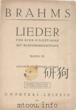 BRAHMS LIEDER FUR EINE SINGSTIMME MIT KLAVIER BEGLEITUNG BAND III PDF电子版封面