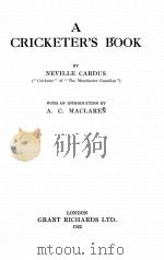 A CRICKETER‘S BOOK（1922 PDF版）