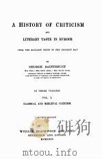 A HISTORY OF CRITICISM AND LITERARY TASTE IN EUROPE 1900 PDF电子版封面