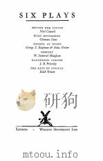 SIX PLAYS   1934  PDF电子版封面     