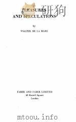 PLEASURES AND SPECULATIONS PDF电子版封面
