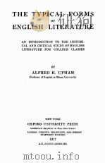 THE TYPICAL FORMS OF ENGLISH LITERATURE（1917 PDF版）