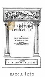 ELIZABETHAN LITERATURE 1930 PDF电子版封面