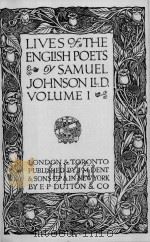 LIVES OF THE ENGLISH POETS VOLUME Ⅰ PDF电子版封面