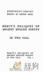 PERCY‘S RELIQUES OF ANCIENT ENGLISH POETRY VOLUME Ⅱ 1916 PDF电子版封面