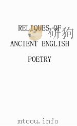PERCY‘S RELIQUES OF ANCIENT ENGLISH POETRY VOLUME Ⅰ   1921  PDF电子版封面     